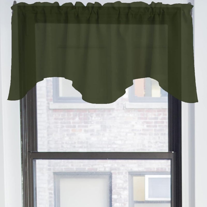 Zen Creative Designs Solid Poplin Scalloped Window Valance Home Décor Bedroom Nursery Kitchen Window (Dark Sage) - Image 2